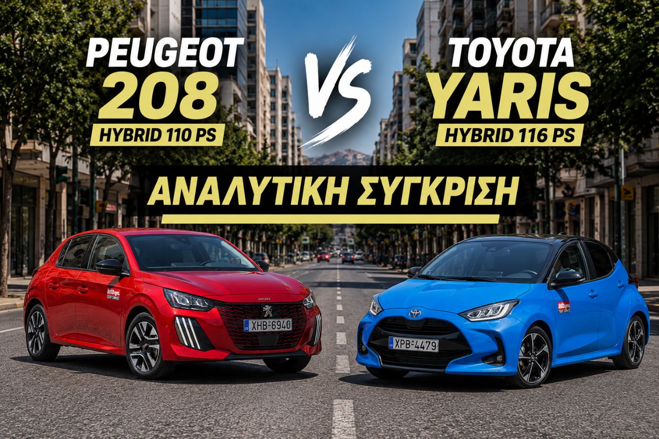 Συγκριτικό: Peugeot 208 Hybrid 110 PS VS Toyota Yaris Hybrid 116 PS